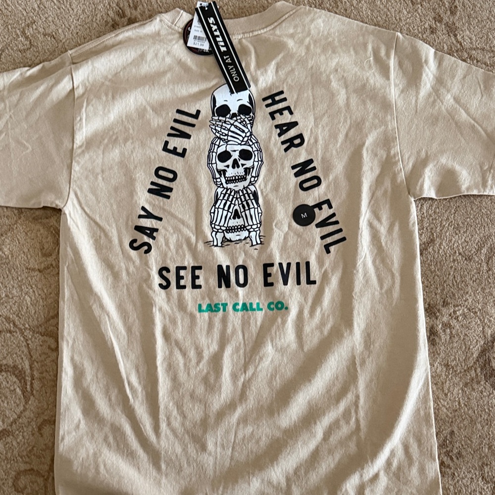 Tilly's Cream Short-Sleeve 'See No Evil' Skull Graphic Tee